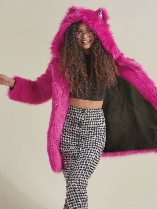 Women's new hooded artificial fur coat with ears